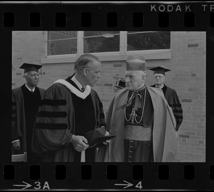 Gov Francis W Sargent And Richard Cardinal Cushing At Boston College Commencement Exercises 