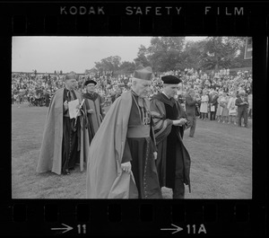 Richard Cardinal Cushing and Boston College President W. Sevey Joyce, in foreground, at Boston College commencement exercises