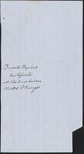 Copy of a certificate by David Byrons, 6 February 1851