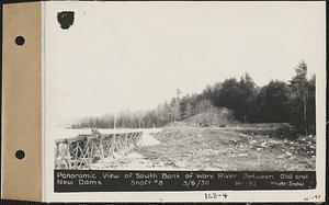 Panoramic view of south bank of Ware River between old and new dams, Shaft #8, Barre, Mass., May 6, 1930