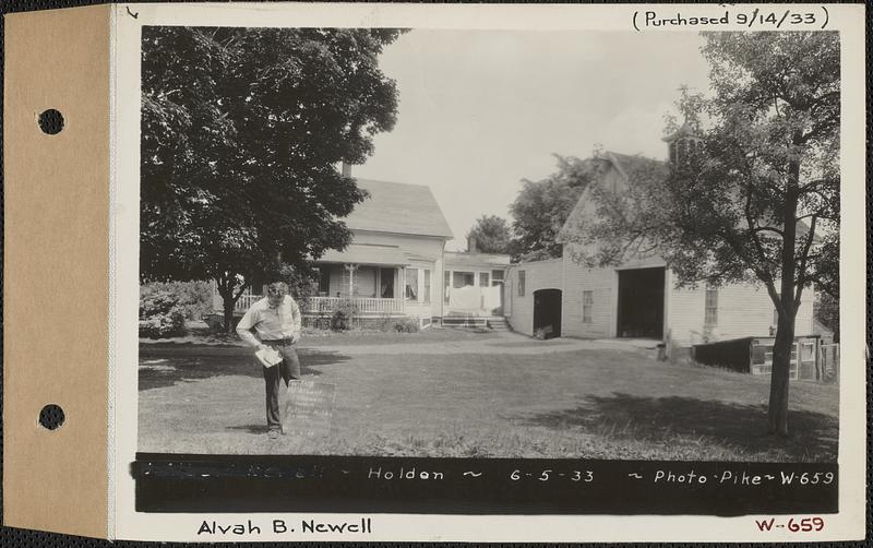 Alvah B. Newell, house and barn, Rutland-Holden Sewer near Station 403+40, Holden, Mass., Jun. 5, 1933