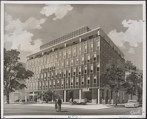 Architectural rendering of IBM office building, Back Bay