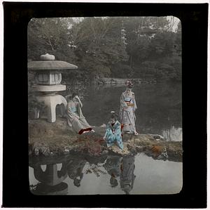 A stone luntern in the garden of the Fugetsu, tea house in Shizuoka