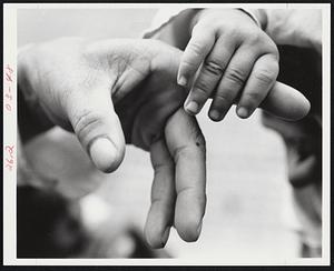 Adult hand and child hand