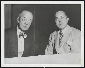 New ADA Officers-Dr. Philip E. Adams, left, of Boston, new president of the American Dental Association, and Dr. C. I. Taggart of Burlington, Vt., elected to a three-year term on board of trustees from the New England district. They are shown after their installation in San Francisco.