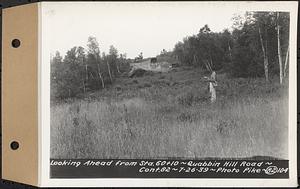 Contract No. 82, Constructing Quabbin Hill Road, Ware, looking ahead from Sta. 60+10, Ware, Mass., Jul. 26, 1939