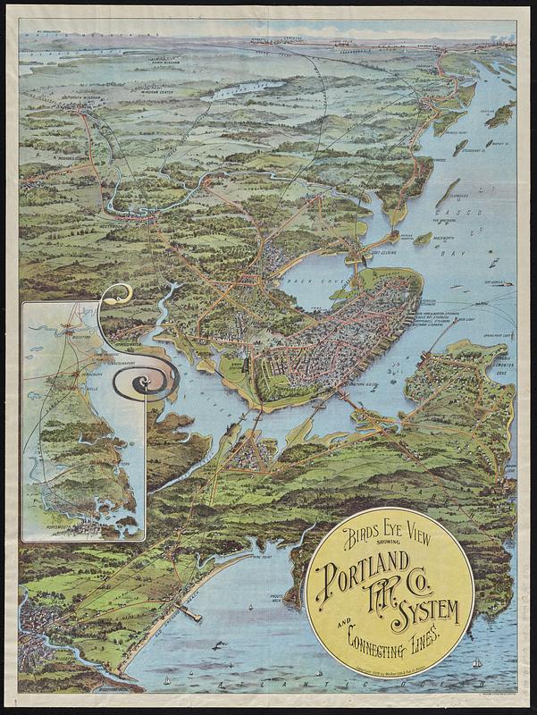 Birds eye view showing Portland R.R. Co. system and connecting lines