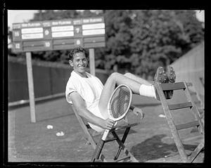 Bobby Riggs sit back, lean back on chair