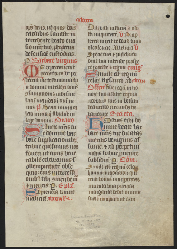 Single leaf from a 15th-century missal