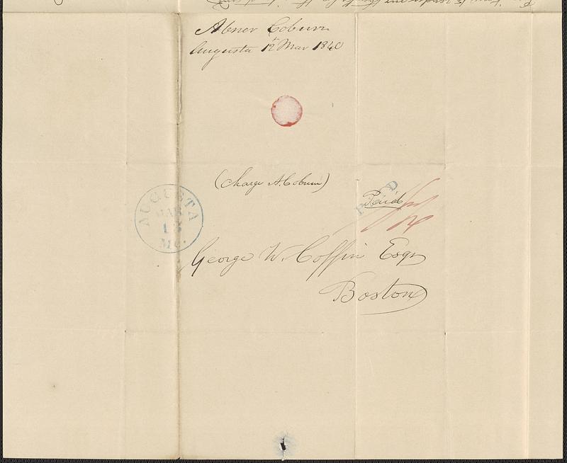 Abner Coburn to George Coffin, 12 March 1840