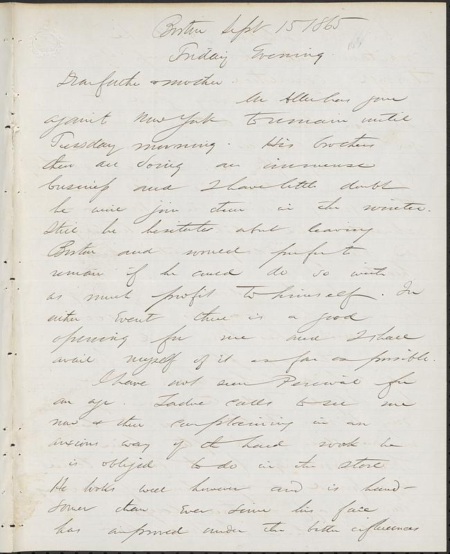Letter from John D. Long to Zadoc Long and Julia D. Long, September 15, 1865