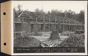 Contract No. 56, Administration Buildings, Main Dam, Belchertown, east garage, looking southerly, Belchertown, Mass., Nov. 2, 1937