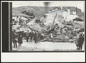 View of collapsed houses at Gediz following quake Saturday night.