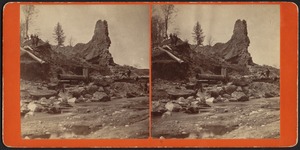 View of west wall and waste gate, Reservoir [dam ruins]--Williamsburg