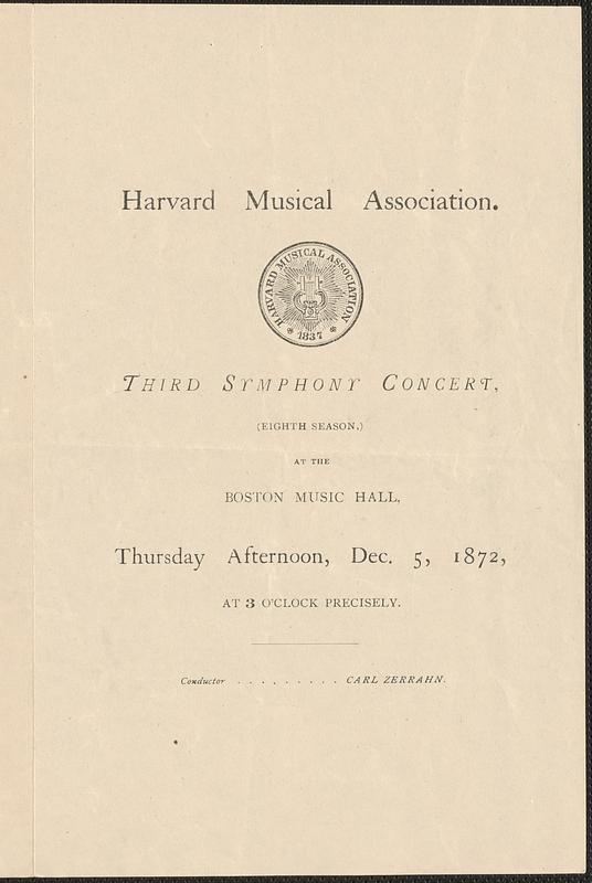 Harvard Musical Association, third symphony concert, (eighth season ...