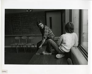 Teacher and student in classroom