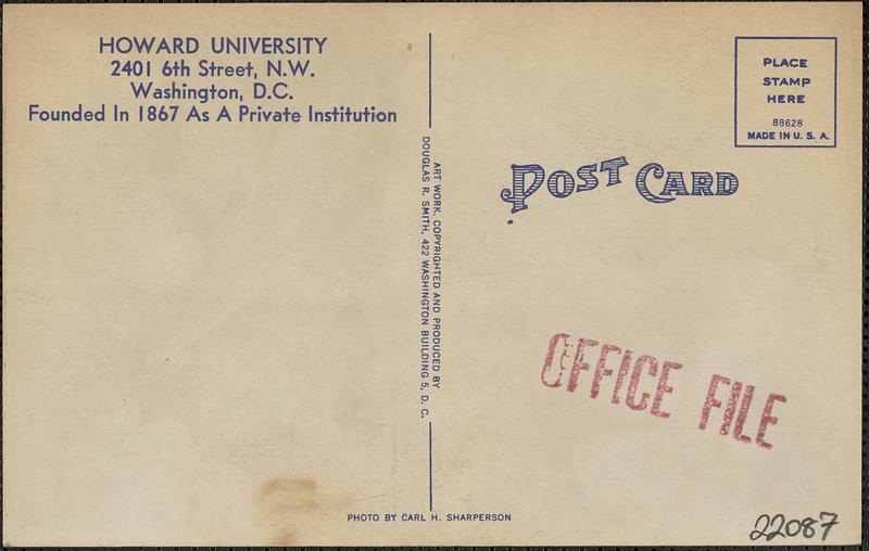 Howard University, 2401 6th Street, N. W., Washington, D. C.