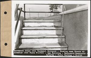 Northwest steps over basement entrance, showing same breaks as interior, Spa Building, Wachusett Reservoir, Clinton, Mass., Sep. 10, 1941