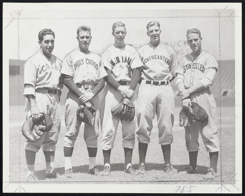 New England Boys L to R Dominic Pinia of Colby. Harper Jerry of H.C. Don Swegan of Harvard. Robert Johnson - Northeastern. Jerry Daunt of B.C.