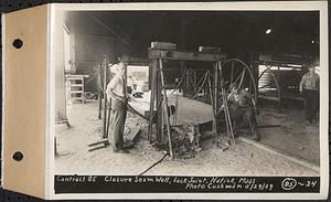 Contract No. 85, Manufacture and Delivery of Precast Concrete Steel Cylinder Pipe, Southborough, Framingham, Wayland, Natick, Weston, closure seam well, Natick, Mass., May 29, 1939