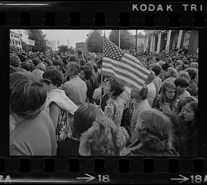 Crowd waiting for President Ford in Exeter, New Hampshire
