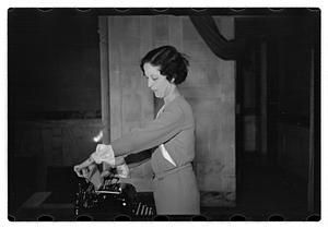 Miss Mabel Goguem typewriter demonstration