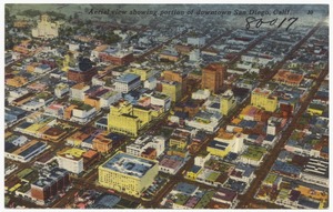 Aerial view showing portion of downtown San Diego, Calif.