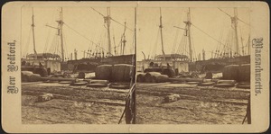 New Bedford Dock with Ships and Oil Barrels