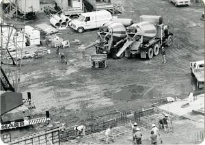 Cement mixers at 5 Cambridge Center