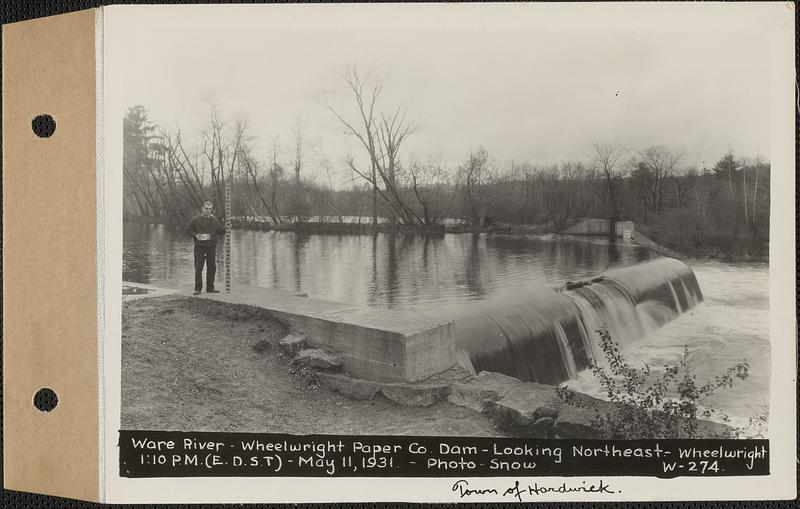 Ware River, Wheelwright Paper Co., dam, looking northeast, Ware River