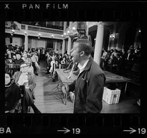 Troublemaker disrupts "Candidates Night" at Faneuil Hall, Boston