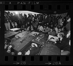 Earth Day demonstration (note coffins), Logan Airport