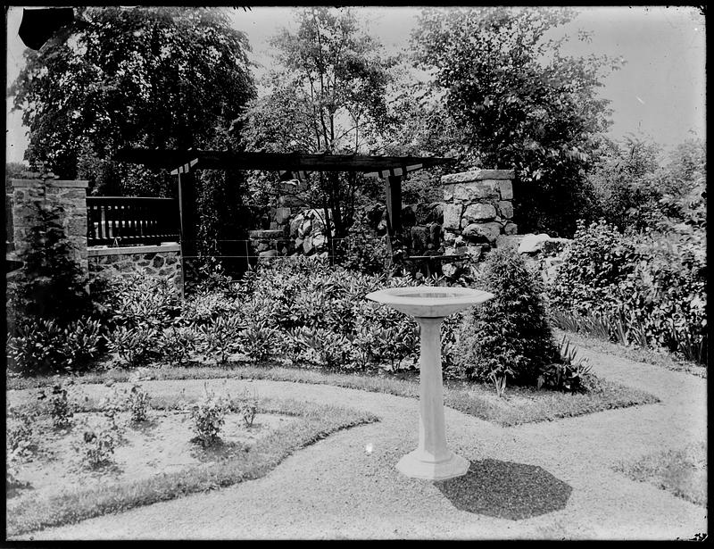 Bird bath in garden