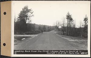 Contract No. 60, Access Roads to Shaft 12, Quabbin Aqueduct, Hardwick and Greenwich, looking back from Sta.75+50, Greenwich and Hardwick, Mass., Oct. 21, 1938