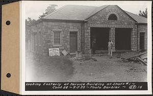 Contract No. 64, Service Buildings at Shafts 1 and 8, Quabbin Aqueduct, West Boylston and Barre, looking easterly at service building at Shaft 1, Boylston, Mass., Sep. 5, 1939