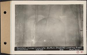 Contract No. 17, West Portion, Wachusett-Coldbrook Tunnel, Rutland, Oakham, Barre, finished tunnel concrete, bottom Shaft 6 looking east, Rutland, Mass., May 6, 1930