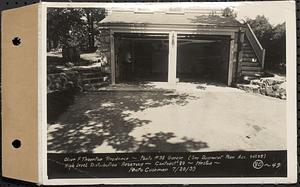 Contract No. 80, High Level Distribution Reservoir, Weston, Olive F. Thornton Residence, photo no. 38, garage, high level distribution reservoir, Weston, Mass., Jul. 20, 1939