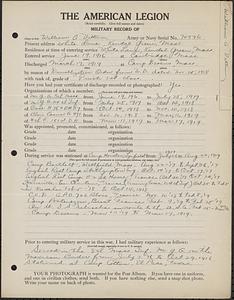 American Legion military record of William Arthur Vittum