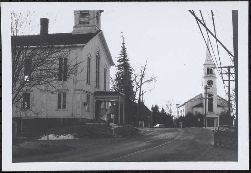 Pepperell center with town hall and Community Church