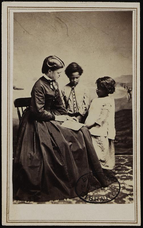 Lizzie Langford and her pupils James Henry Brooks and Rasella Glasper