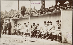 The Pittsburgh Pirates in the dugout at the Huntington Avenue Grounds, 1903 World Series