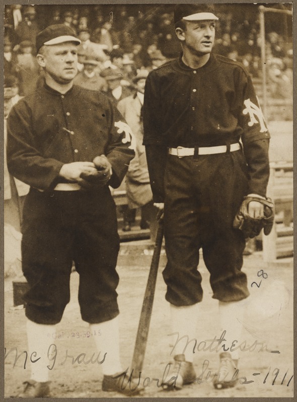 John McGraw and Christy Mathewson, New York Giants, 1911 World Series -  Digital Commonwealth