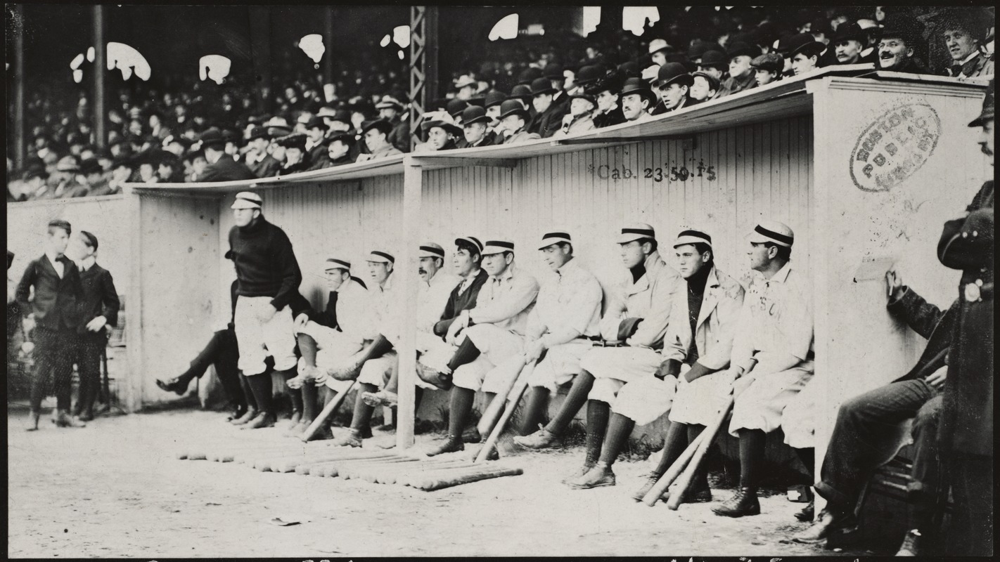 Boston Americans in dugout at the Huntington Avenue Grounds, 1903 World Series