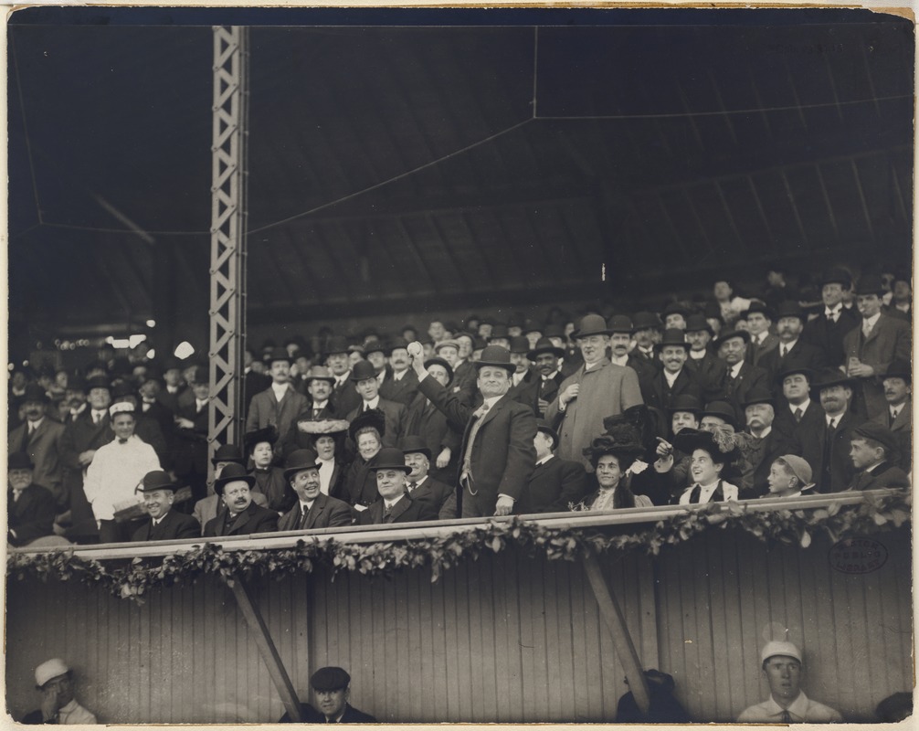 John F. Fitzgerald throws out the first ball of the season at the Huntington Avenue Grounds