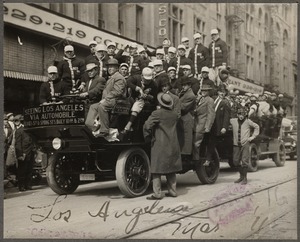 Boston Red Sox players on automobile tour in Los Angeles