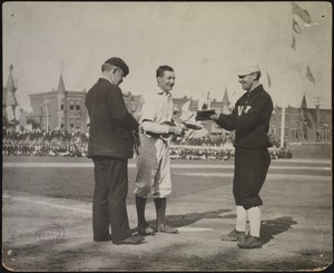 John McGraw and Philadelphia Athletics player, Columbia Avenue Grounds, 1905 World Series