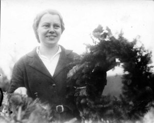 Dora Winchester Graduated from the E.C.A.S Agricultural Dept. 1934. At Her Roadside Stand Saugus