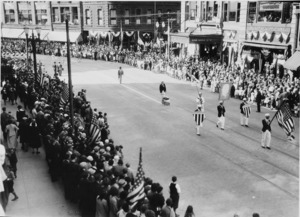 Men with US flag shields