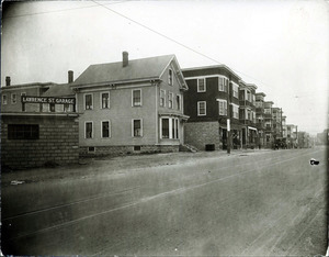 Lawrence St. west side looking north from Bennington St. (2 copies); Lawrence St. Garage