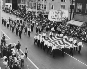 Men with large flag